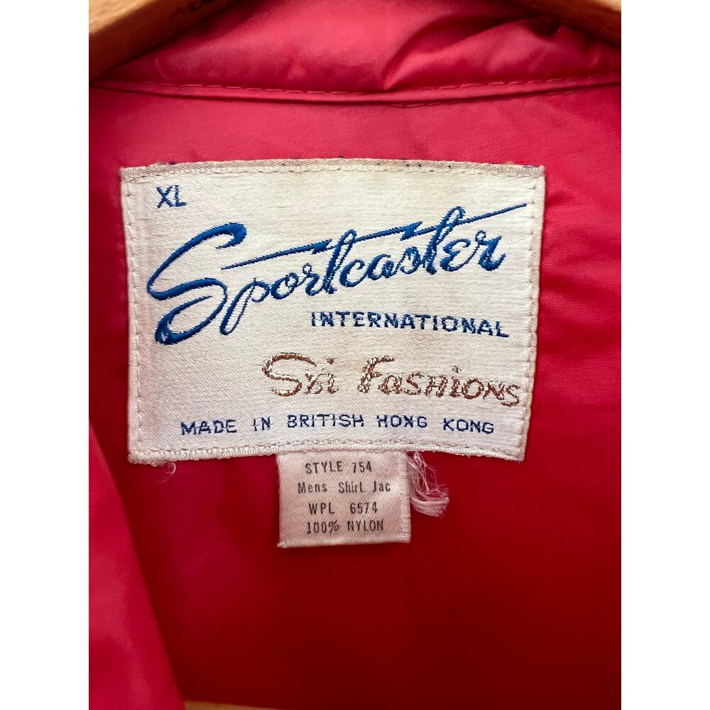 1970s Vintage Sportcastor Button Down Utility Rain Jacket True Red XL JL - Picture 6 of 11